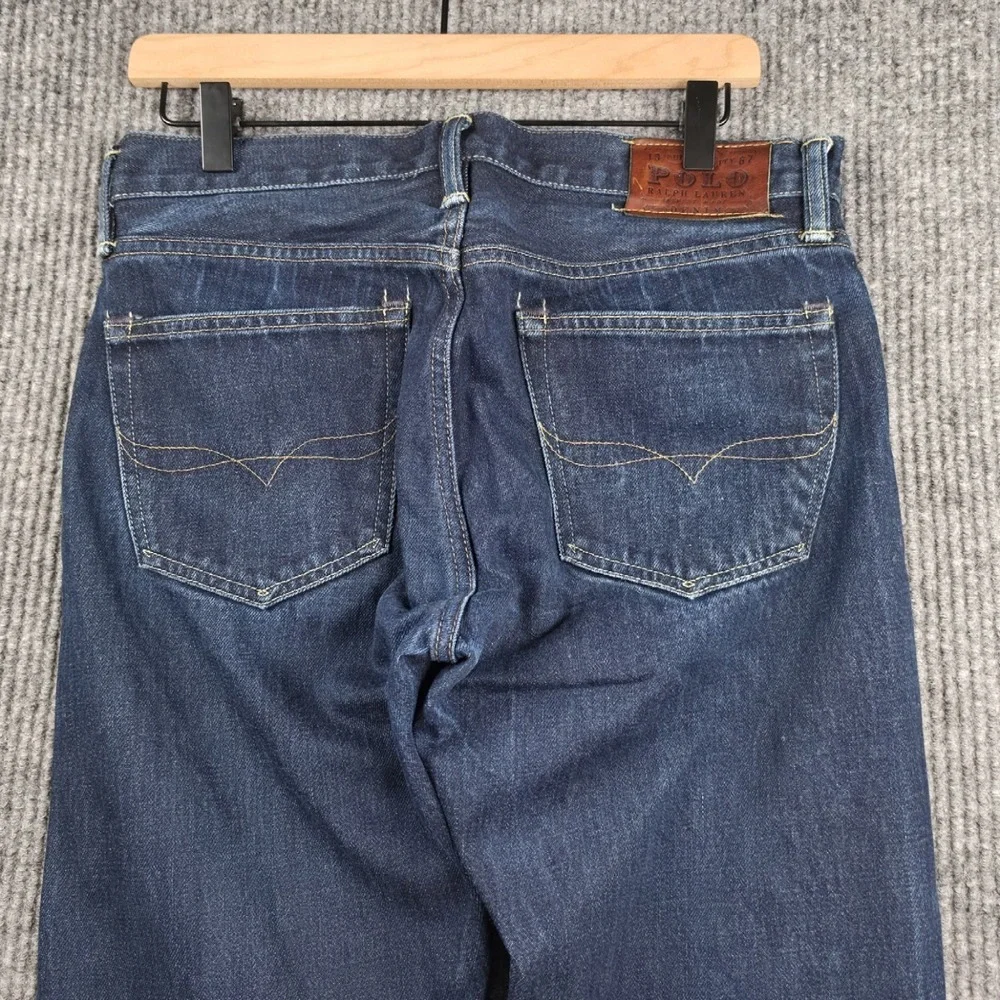 Polo Ralph Lauren 018 Slim Straight NY Jeans Mens 30x30 Dark Wash Blue RL Logo